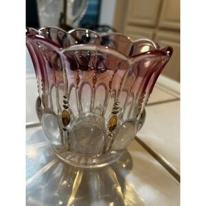 U.S. Glass Michigan Rose Flashed Glass Spooner